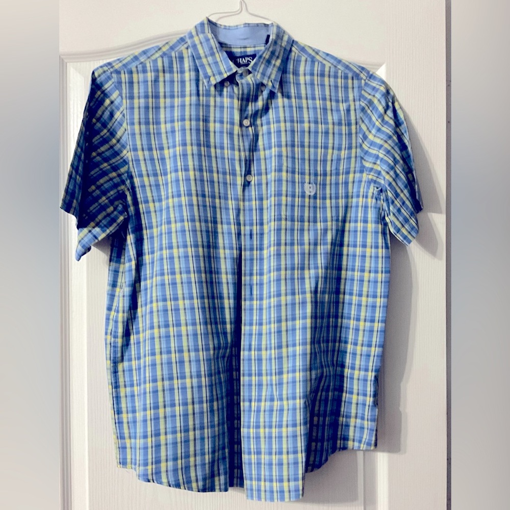 Chaps button down shirt blue and yellow plaid